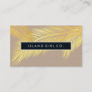 Carte De Visite MODERNE TROPICAL PALM FRONDS logo or kraft tendanc