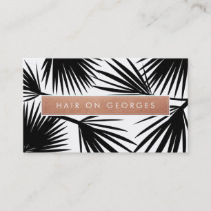 Carte De Visite MODERNE TROPICAL PALM LEAF logo tendance or rose