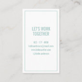 Carte De Visite Moderne turquoise et blanc simple géométrique mini (Dos)