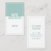 Carte De Visite Moderne turquoise et blanc simple géométrique mini (Devant / Derrière)