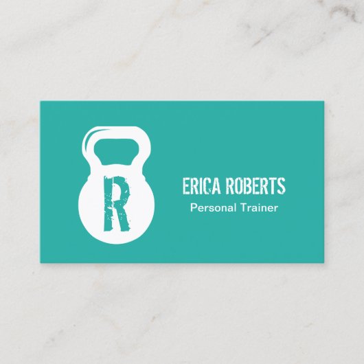 Carte De Visite Moderne Turquoise Fitness Personal Trainer Monogra (Devant)