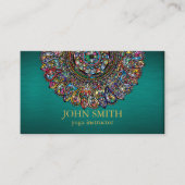 Carte De Visite Moderne Turquoise & Or Mandala Yoga Instructeur Bu (Devant)