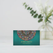 Carte De Visite Moderne Turquoise & Or Mandala Yoga Instructeur Bu (Debout devant)