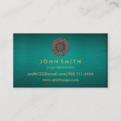 Carte De Visite Moderne Turquoise & Or Mandala Yoga Instructeur Bu (Dos)