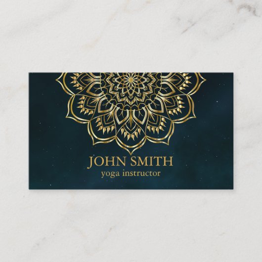 Carte De Visite Moderne Turquoise & Or Mandala Yoga Instructeur Bu (Devant)