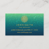 Carte De Visite Moderne Turquoise & Or Mandala Yoga Instructeur Bu (Dos)