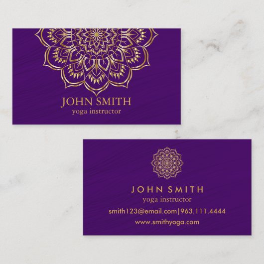 Carte De Visite Moderne Turquoise & Or Mandala Yoga Instructeur Bu (Devant / Derrière)