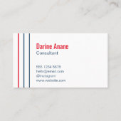 Carte De Visite Moderne Unique Red & Blue Stripes Professionnel (Dos)