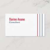 Carte De Visite Moderne Unique Red & Blue Stripes Professionnel (Devant)