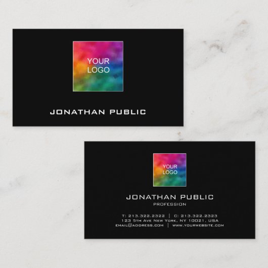 Carte de visite moderne US Standard Ajouter un log (Devant / Derrière)