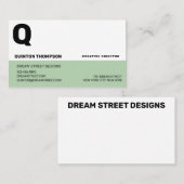 CARTE DE VISITE MODERNE VERT À DEUX TONNES (Devant / Derrière)