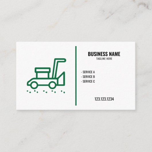 Carte De Visite Moderne vert & blanc Simple tondeuse à lames (Devant)