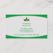 Carte De Visite Moderne Vert et Blanc (Dos)