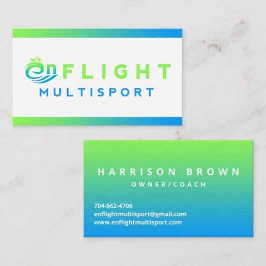 Carte de visite moderne vert et bleu (Devant / Derrière)