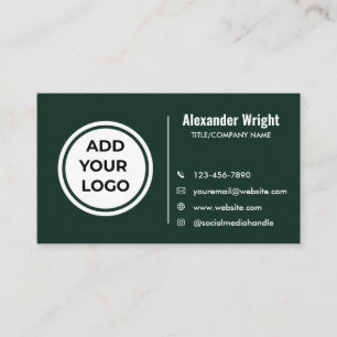 Carte de visite moderne vert foncé Ajouter un logo