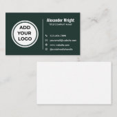 Carte de visite moderne vert foncé Ajouter un logo (Devant / Derrière)