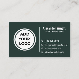 Carte de visite moderne vert foncé Ajouter un logo