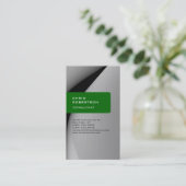 Carte de visite moderne verte grise verticale tend (Debout devant)