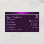 Carte De Visite Moderne violet avec initiales Professionnel élégan (Dos)