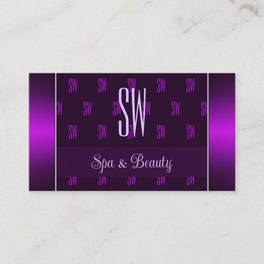 Carte De Visite Moderne violet avec initiales Professionnel élégan (Devant)