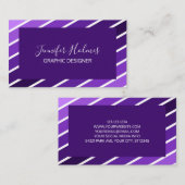 Carte de visite moderne violet blanc diagonale ray (Devant / Derrière)