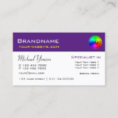 Carte De Visite Moderne violet blanc simple avec logo professionne (Dos)