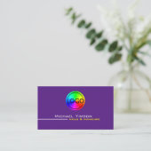 Carte De Visite Moderne violet blanc simple avec logo professionne (Debout devant)