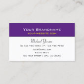 Carte De Visite Moderne violet et blanc Simple Chic Professionnel (Dos)