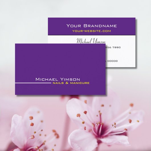 Carte De Visite Moderne violet et blanc Simple Chic Professionnel