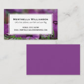 Carte De Visite Moderne | Violet | Floral | Écriture chrétienne (Devant / Derrière)