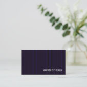 Carte De Visite Moderne Violet profond Pinstripe & Blanc (Debout devant)