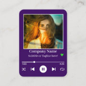 Carte De Visite Moderne violet QR Code Music Player Chanson Photo (Devant)