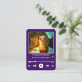 Carte De Visite Moderne violet QR Code Music Player Chanson Photo (Debout devant)