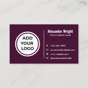 Carte de visite moderne violette avec logo ajouté