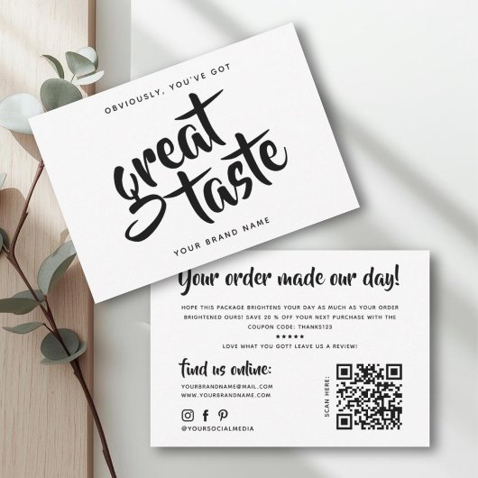 Carte De Visite Moderne vous avez un excellent goût qr code merci
