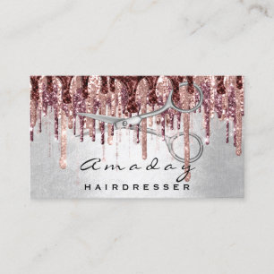 Carte De Visite ModerneProfessionnel Ciseaux Rose de coiffeur cise