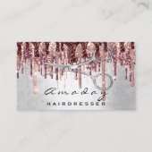 Carte De Visite ModerneProfessionnel Ciseaux Rose de coiffeur cise (Devant)