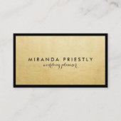 Carte De Visite modernes chic cadre noir et fond doré (Devant)