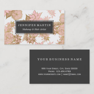 Carte De Visite Modernes Girly rougissent or blanc rose floral