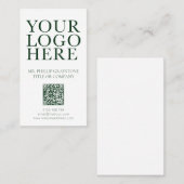 Carte De Visite Modernisez votre logo Image Vert & Blanc Code QR (Devant / Derrière)