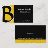 Carte De Visite Moderniste B Bold B Cool Golden Black Monogramme (Devant / Derrière)