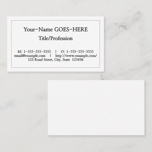 Carte de visite modeste et basique (Devant / Derrière)