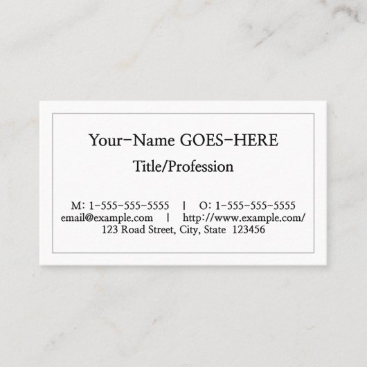 Carte de visite modeste et basique (Devant)