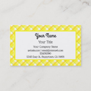Carte de visite modifiable à carreaux jaune et bla