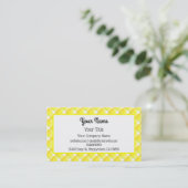 Carte de visite modifiable à motif carreaux jaune (Debout devant)