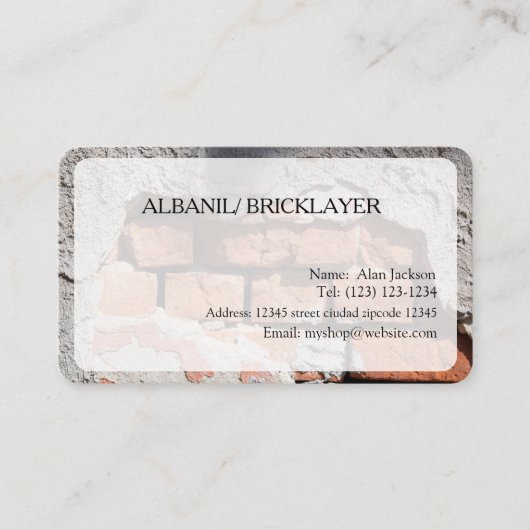 Carte de visite modifiable ALBANIL/ MAÇON (Devant)