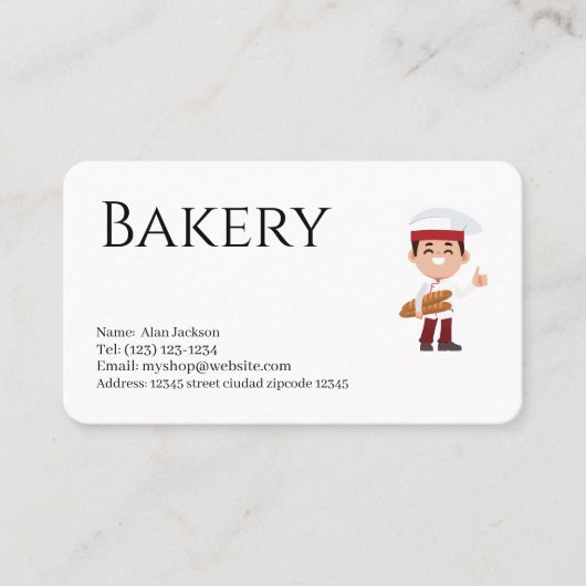 carte de visite modifiable boulangerie (Devant)