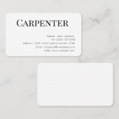 Carte de visite modifiable CARPENTER (Devant / Derrière)
