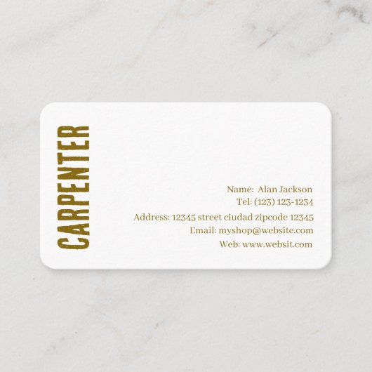 Carte de visite modifiable CARPENTER (Devant)