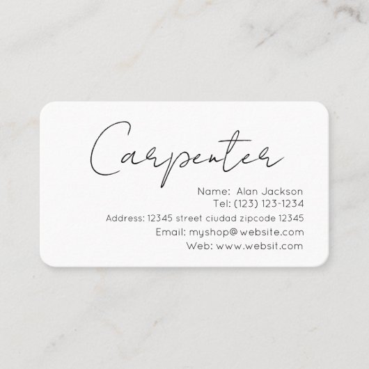 Carte de visite modifiable CARPENTER (Devant)